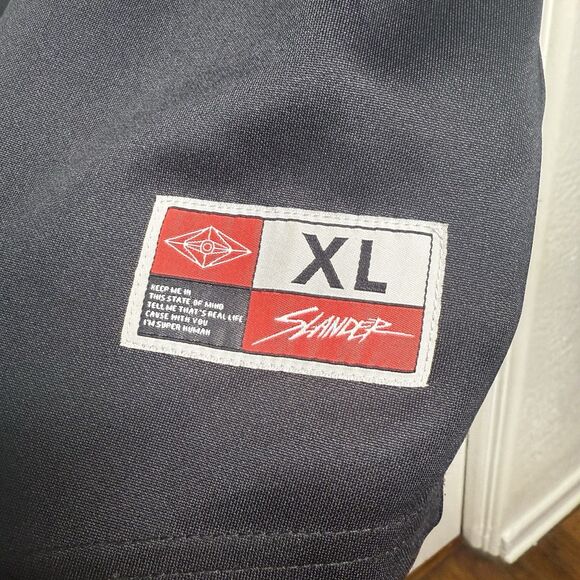 Slander EDM Black Baseball Jersey Neon Green Logo Size XL Rare Festival Merch - Picture 4 of 4